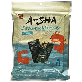 Asha Seaweed Snacks with Puffed Rice, Toasted Almonds, Roasted Sesame Seeds (Original, Shareable)