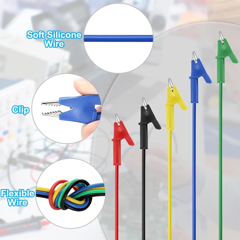 AEDIKO Alligator Clips Test Leads Set Dual Ended 15A Test