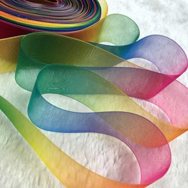 50 Yard 1 Inch Rainbow Shimmer Ribbon - JamHooDirect Shimmer Sheer Organza Ribbons Decorative Bundle Rainbow Ribbon for Wedding Favour/Craft/Gift wrap/Christmas