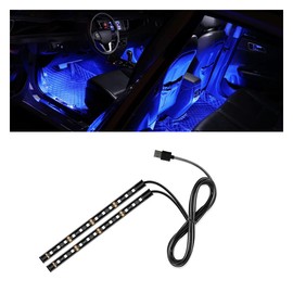 Universal Car LED Strip Light, USB Port Auto Interior Decorative Lamp, 12V Under Dash Ambient Night Light, 24 LEDs RGB Neon Interior Atmosphere Lights, LED Ambient Lights for Car SUV (Blue, USB)