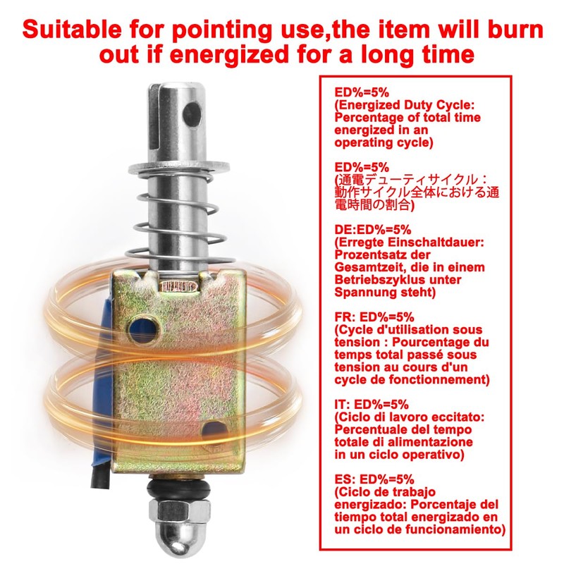 Hechen Solenoid Electromagnet, HS-0520B, DC6V 870mA, 7mm Stroke, Push Pull