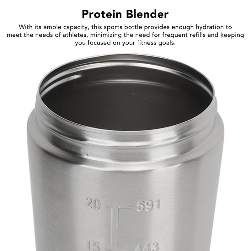 Shaker Bottle Stainless Steel Protein Shaker with Scales Portable Shaker