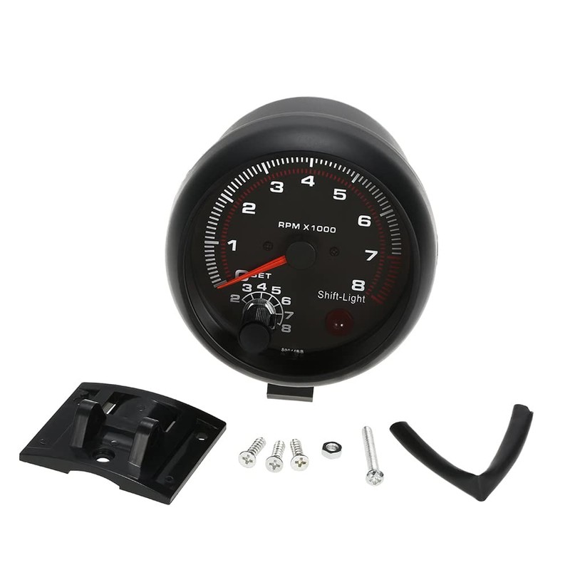 Domary 3.75 ''Automobile Refitted Instrument Black White Light Tachometer 0-8000