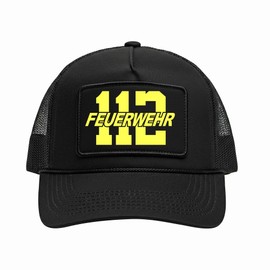 UGLYSHIRT Fire Brigade Cap, Snapback Hat for Fire Brigade & Volunteer Fire Brigade - Adjustable Baseball Cap for Men - Black Peaked Cap for Use & Leisure | M4