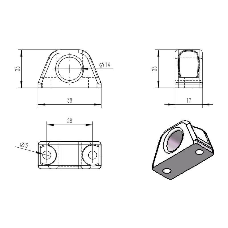 Blue Shark 153- Sailboat Aluminum Deck Fairlead - 14mm line