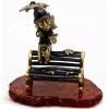 Solid Brass Amber Figurine of City Angel on bench with