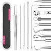 5PCS Blackhead Remover Comedone Extractor,Stainless Pimple Popper Tool，Curved Blackhead Tweezers