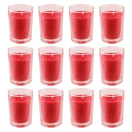 Mega Candles 12 pcs Unscented Glass Red Container Candle, Votive Candles 12 Hour Burn Time 2 Inch x 2.5 Inch, Home Décor, Wedding Receptions, Occasions, Events, Festivities, Meditations, Prayers