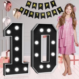 imprsv imprsv Marquee Numbers Black 10th-Birthday Decorations: Large 3ft Light Up Number 10 Birthday Decoration for Boy Girl Ten Year Old Birthday Decor Party Backdrop Anniversary Big Mosaic Number 10