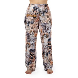 BRIEF INSANITY Lounge Pajama Pants for Men and Women | Cute All Over Puppy Dog Design Bottoms - Comfy, Ultra Soft, Novelty Loungewear Pants (Pet Your Dog, Large)