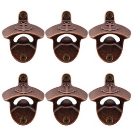 Luwanburg Wall Mounted Bottle Opener Anchor Beer Cap Opener Beach Mounted Antique Copper for Navy Nautical (Pack of 6)