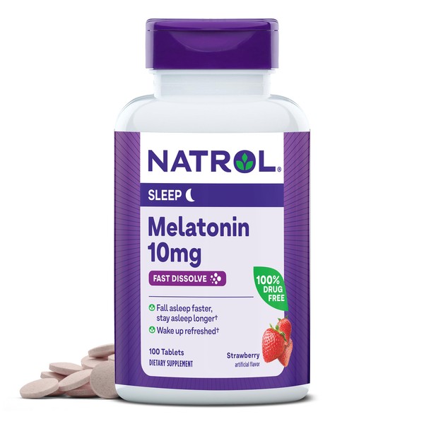 Natrol Fast Dissolve Melatonin 10 mg, Melatonin Supplements for Restful