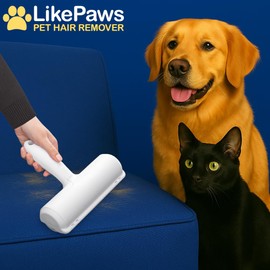 LikePaws Pet Hair Remover, Reusable Self-Cleaning Lint Roller for Dogs & Cats, Fur Remover for Furniture, Couch, Carpet, Clothes, Bedding & Car, No Adhesive, Multi-Surface, Easy to Use