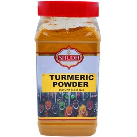 TURMERIC POWDER 450 GM JAR | Haldi Root Powder Spice, (High Curcumin Content) ~ All Natural | 100% Pure, Salt Free | Vegan | Gluten Friendly | NON-GMO | Indian Origin