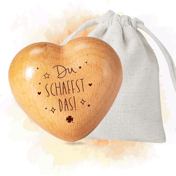 Sugeru® Worry stone lucky charm - wooden heart with engraving