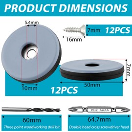 TXErfolg Teflongleiter zum Schrauben 12 Stück Bodengleiter Ø 50 mm (Rund | Schwarz) Möbelgleiter mit 12 Edelstahlschrauben und 2 Bohrer Möbelgleiter-Set Effektiver Schutz Ihrer Möbel Stühle Böden