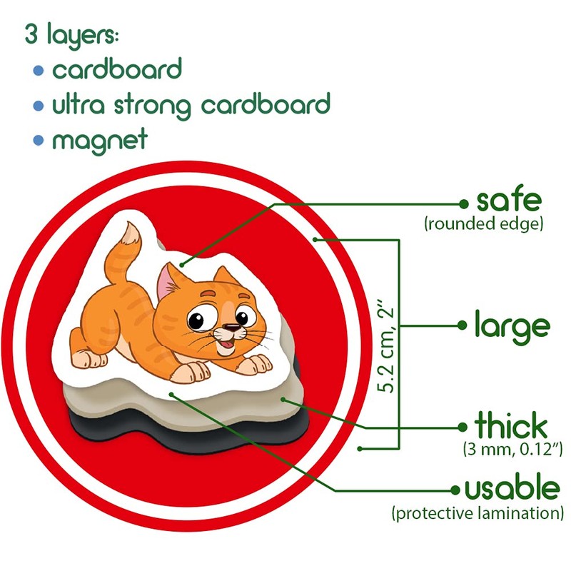 magdum Fridge Magnets For Toddlers 40 FARM+ZOO Animals Fridge Magnets