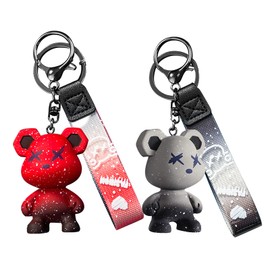 ziyue Robot Bear Pair Key Holder, Couple, Gradient Resin Keychain, Set of 2, Keyring, Korea, Popular, Men's, Women's, Friend, Matching Keychain, Motorcycle, Car, Key Chain