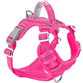 BARKBAY Dog Harness No Pull with ID Tag Pocket - Heavy Duty, Reflective, Easy Control for Large Dogs(Pink,S)