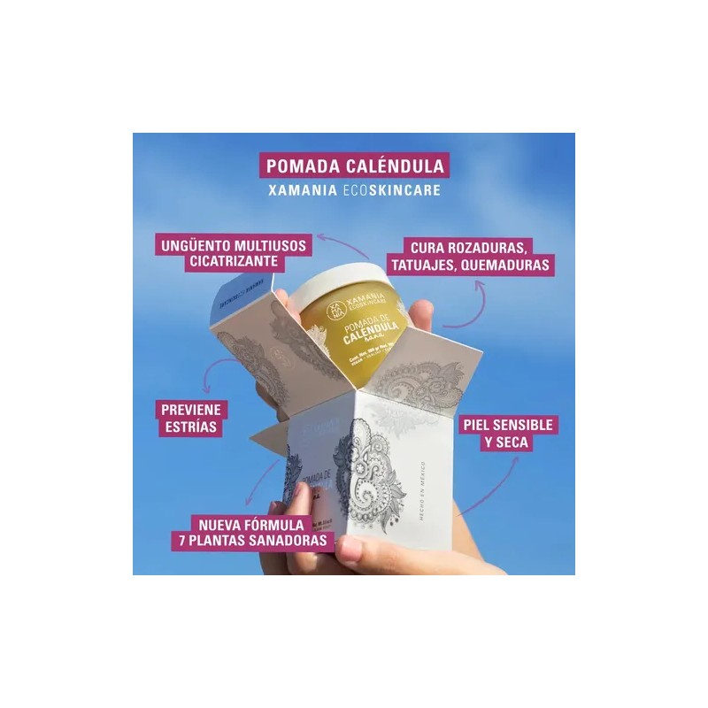 Xamania Pomada Caléndula Cicatrizante Estrias Vegana Natural (100 gr.)