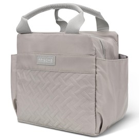 Linkidea Lunch Bag for Women, Large Leak Proof Lunch Tote Cooler, Lunch Tote Bag with Bottle Holder and Side Pockets, Compatible with NatraProw, Lovina, Caperci (Grey)