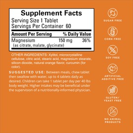 Dr Amen BrainMD Magnesium Chewables, Citrus - 60 Chewable Tablets, Pack of 2 - Essential Mineral for Optimal Cell Function - Gluten Free - 120 Total Servings