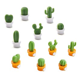 OYEFLY 12pcs Cute Succulent Plant Magnetic Refrigerator Magnets Cute Home Decor Refrigerator Stickers Creative Notice Message Magnetic Stickers Gift (White+Orange)