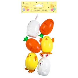 Eurowrap Easter Novelty Fillable Eggs Set with Bunny Chick and Carrot Designs – Reusable Plastic Egg Containers for Egg Hunts Children’s Easter Gifts and Party Activities