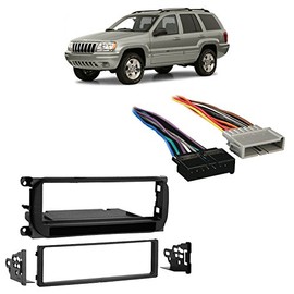 Compatible with Jeep Grand Cherokee 1999 2000 2001 Single DIN Stereo Harness Radio Install Dash Kit