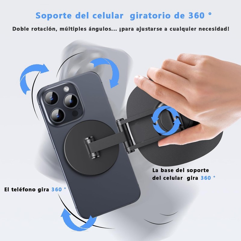 Soporte Celular Magnético Escritorio, Base Metálica Plegable, Soporte Magnético para