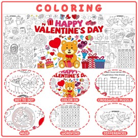 Valentine's Day Activity Coloring Poster Giant Valentine's day Coloring Tablecloth for Kid Large Coloring Poster for Kids Adults Jumbo Valentine's Day Gifts Classroom Activity Craft Party Favors