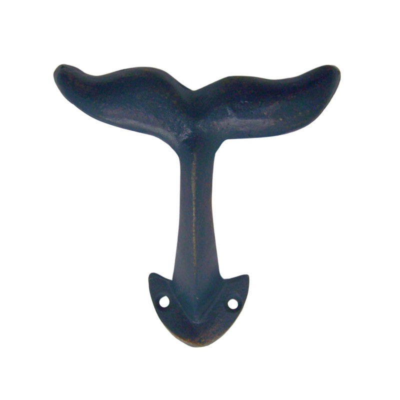 Wowser Navy Blue Whale Tail Cast Iron Wall Hooks, Wall