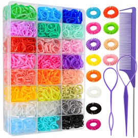 DIYDEC 2880Pcs Elastic Rubber Bands 24 Colors Small Elastic Hair Ties for Children Adult Mini Colorful Hair Bands Kit for Toddler Baby Girls Accessories