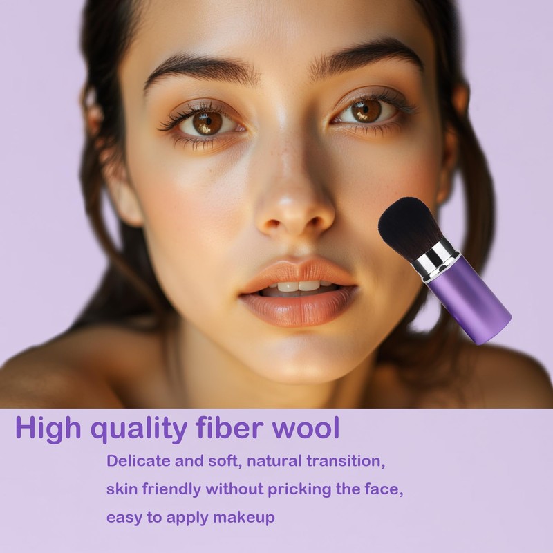 Xinpinzhou Purple Retractable Makeup Brush, Retractable Blush Blusher Face Powder