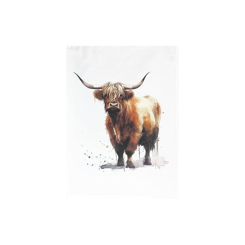 Half a Donkey The Highland Cow Large Cotton Tea Towel