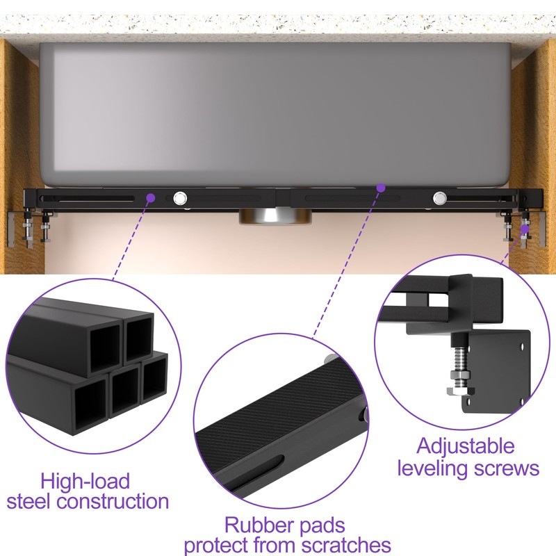 KOSEOO Undermount Sink Brackets, Adjustable Undermount Sink Support, Heavy Duty