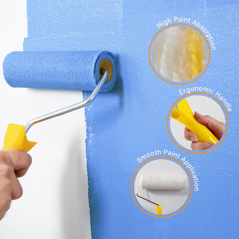 12 Pieces Paint Roller Set with Extension Pole, Professional Paint