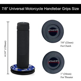 7/8" Universal Motorcycle Grips Quick Twist Throttle Handle Grip with Throttle Cable,Rubber Anti-Slip Handlebar Grips One Pair 22mm Set for Dirt Pit Motor Bike Motorcycle (Blue)