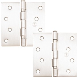 Stone Harbor Hardware 4" Ball-Bearing Door Hinges, Square Corner, Satin Nickel, 2-Pack