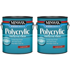 2 Pack of 1 gal Minwax 15555 Clear Polycrylic Water-Based Protective Finish Gloss