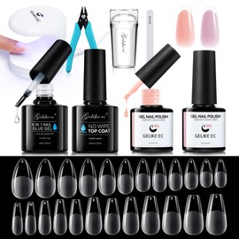 gelike ec 240 pieces short nail tips and nail lamp, gel nail glue (240 pieces short coffin-04)