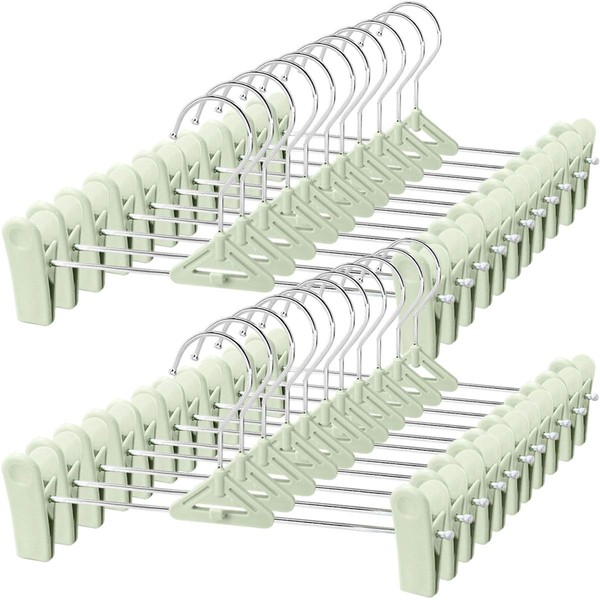 Pants Hangers with Clips, 30 Skirt Hangers with Clips Stackable