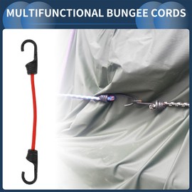 INFINAUTO Multifunctional Elastic Luggage Rope 30cm Motorcycle Trailer Trucks Cargo Adjustable Bungee Cords with Metal Buckle Red 4pcs