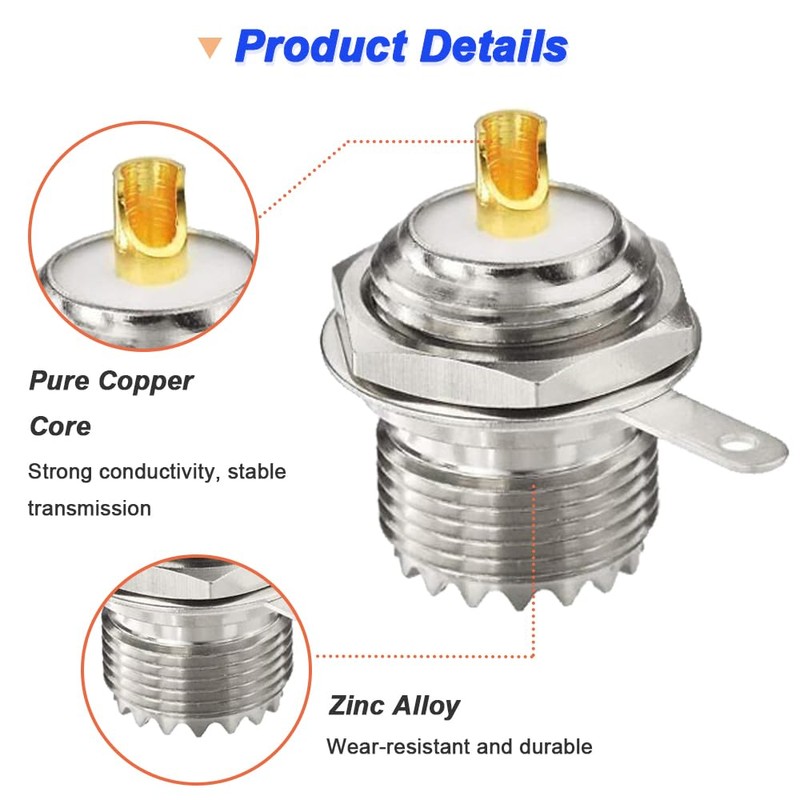 Xiatiaosann SO239 Bulkhead Plug, PL259 Female Nut Bulkhead Panel Mount