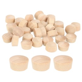 Sourcing Map 40pcs Wood Button Plugs, 14mm/0.55" Flat Head Hardwood Screw Hole Plugs Wooden Caps Buttons for Furniture Woodworking Craft Decor (15.5mm x 14mm)