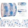 HUIHUANG Snowflake Wired Ribbon 4 inch x 25 Yards Glitter