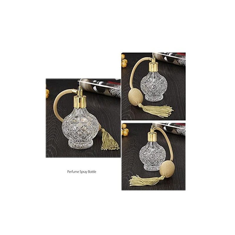 BOGZON 80ml Clear Crystal Vintage Style Perfume Bottle Gold Long