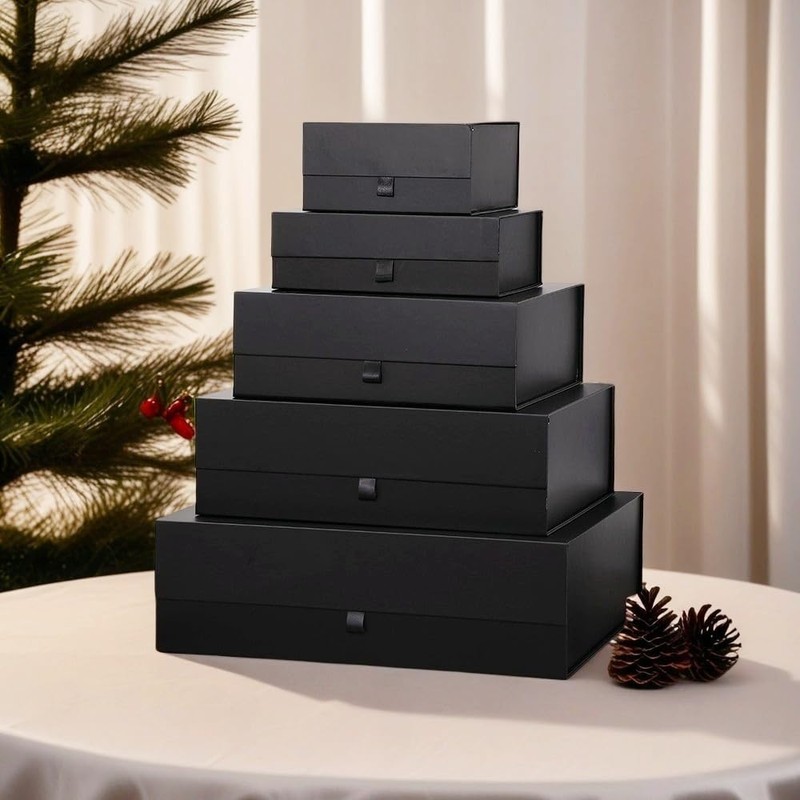 PLINJOY Extra Large Black Gift Box 3 Pack 16.5x14x5.5 Inches,Gift