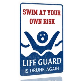 Pool Decorations Outdoor Pool Decor Swim At Your Own Risk Pool Sign Pool Deck Accessories Gifts Funny Warning Safety Plaque Signs For Swimming Pool Beach Water Park Decor Outdoor 8 X 12 Inch