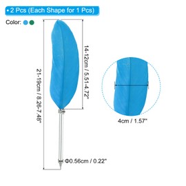 PATIKIL 21 cm / 8 Inch Nib Ballpoint Pen, 2 Pieces Ink Vintage Goose Feather Nib Refined Diving Nib for Calligraphy Writing Signature Wedding Gift, Green/Lake Blue